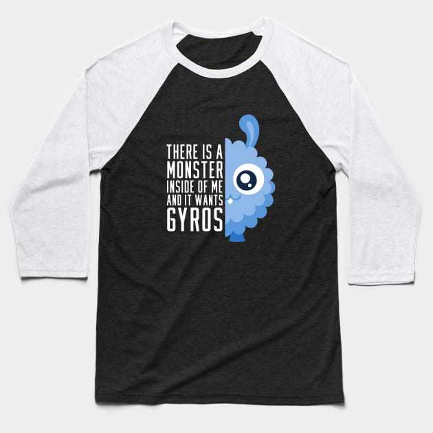 Gyros Monster Baseball T-Shirt by ArticaDesign